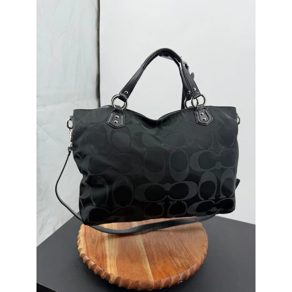 Coach Campbell Signature Izzy Satchel Black Jacquard Crossbody Bag F25290